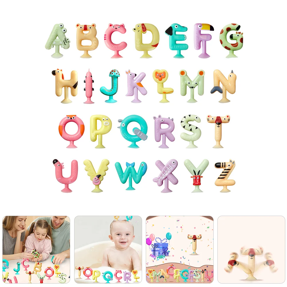 

26 Pcs Baby Letters Toys Toddler Bath Alphabet Suction Spelling Game Kids Learning Plaything Silica Gel Education for Toddlers