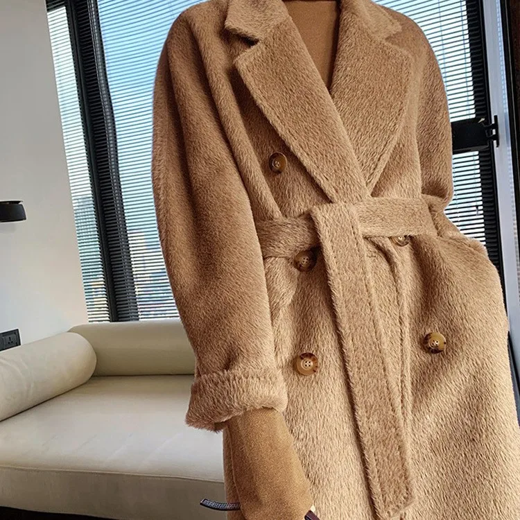 Strictly Selected High Quali 00 Suli Alpaca Wool Coat Women X-long Winter Thickened Woolen Jacket |