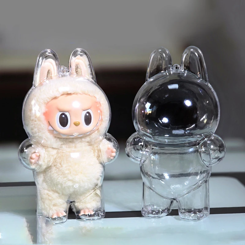 LABUBU Protective Case - Clear Acrylic Display Box For Sitting Figures With Keychain