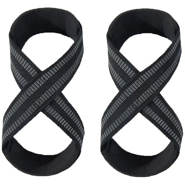 Anti Slip Silicone Rubber Figure 8 Word Padded Weightlifting Belts Cotton Deadlift Powerlifting Straps Pull-ups Bands