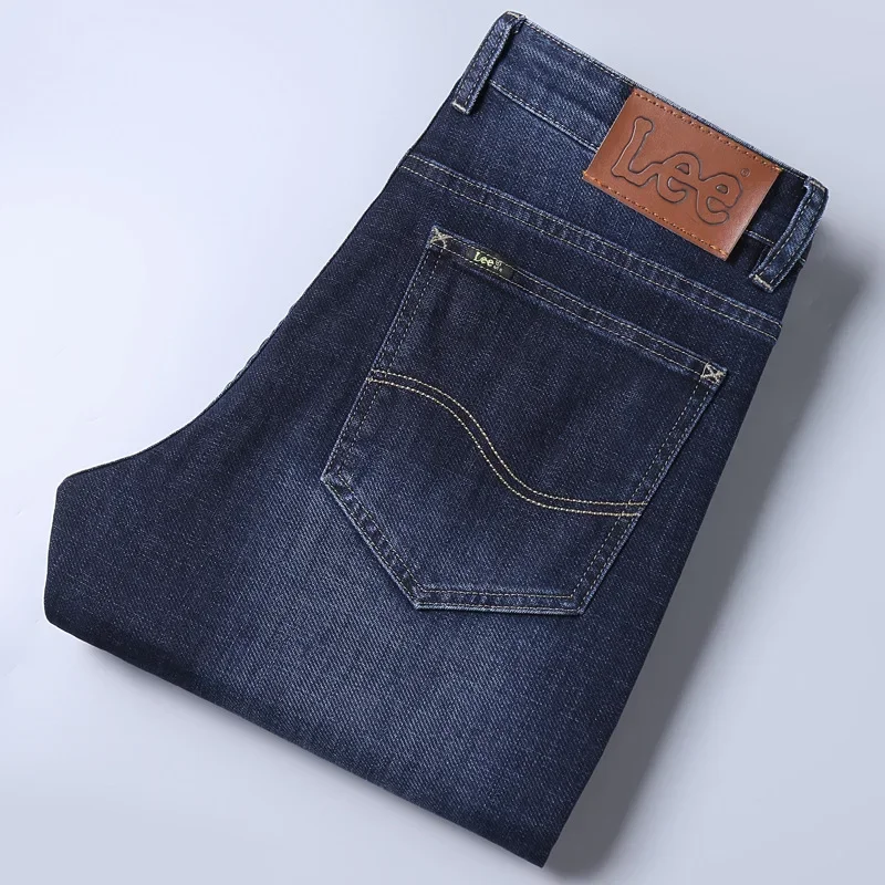Lee Dex automne/hiver hommes jean épais jambe droite coupe ample décontracté moyen-âge affaires minceur lisse Silhouette pantalon