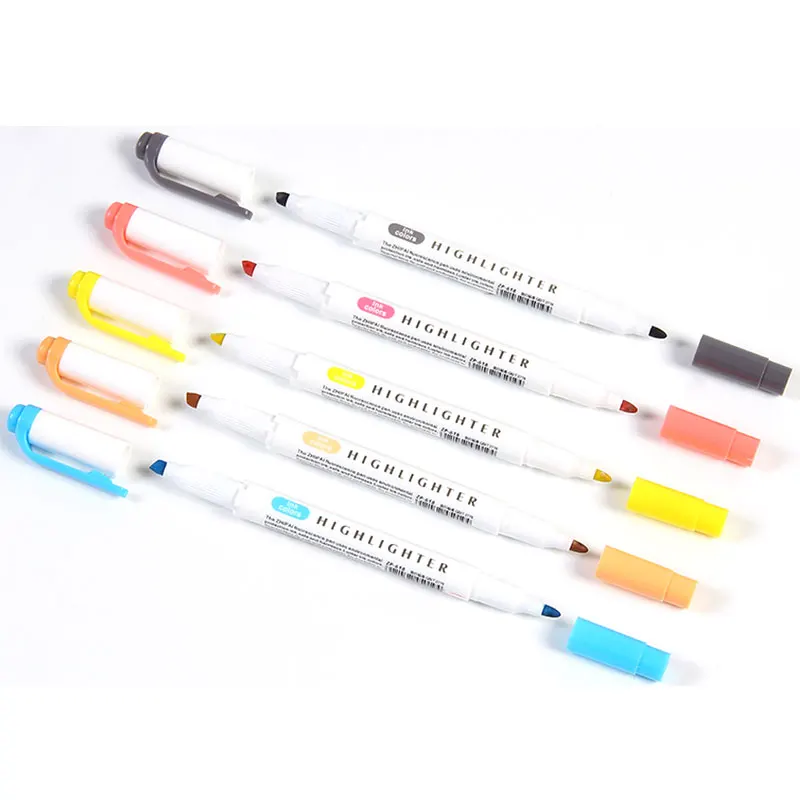 5/15/25 Pcs Double Head Highlighter Pens Graffiti Markers Highlighters Art Colored Sketch Markers Kawaii Korean Stationery
