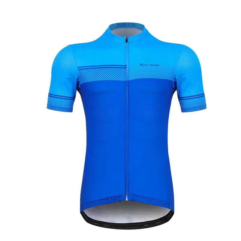 thumbnail image 1 of WEST BIKING Maillot de ciclismo para hombre de manga corta reflectante con bolsillos traseros, transpirable, de secado rápido, ropa de fitness para equipos profesionales al aire libre, 1 of 5