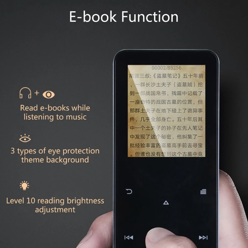 MP3 Player with Bluetooth-compatible Speaker Touch Keys Music Stereo HiFi Speaker Metal Portable Walkman with Recording 5
