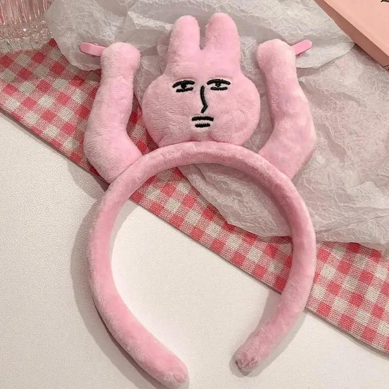 Funny Headband New Pink Bunny Hair Band Quirky Fun Plush Headband Grip Bangs Cute Photo Decoration Hair Bands Headdress