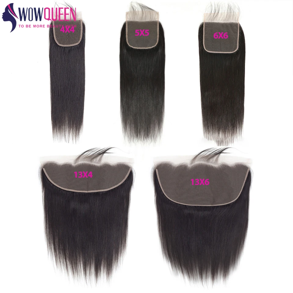 Straight 4x4 5x5 6x6 Lace Closure 2x6 Human Hair Transparent 13x4 13x6 Lace Frontal 100% Human Hair Remy Ear to Ear Full Frontal 5