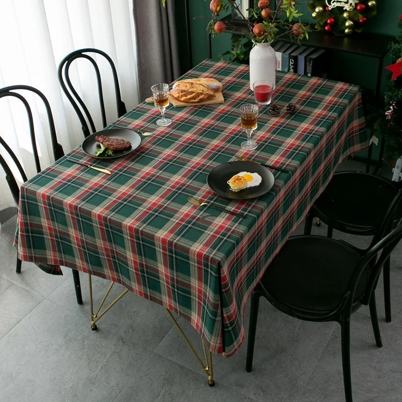 Greenplaidtableclothcoffeetablefabricchristmastablecloth