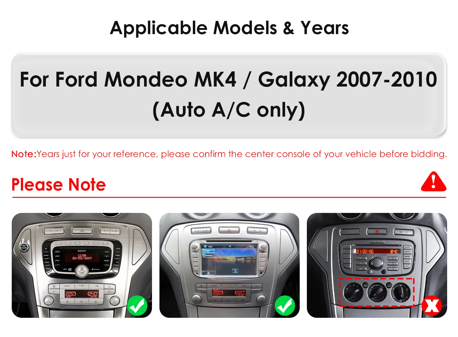 OSSURET 9.7inch 2 DIN Android 13 Car Radio for Ford Mondeo mk4 Galaxy A/C 2007-2010 Multimedia Stereo Vertical Screen Carplay