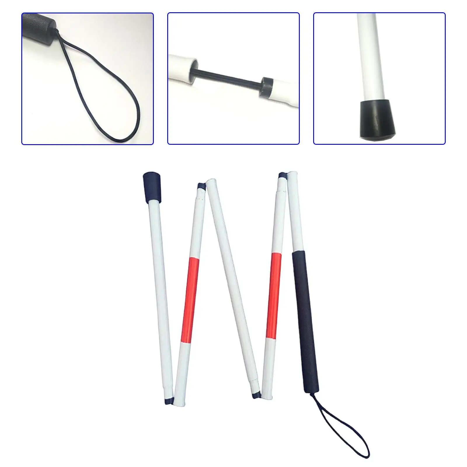 Folding Cane Reflective Aluminum Guide Crutch for Visually Impaired