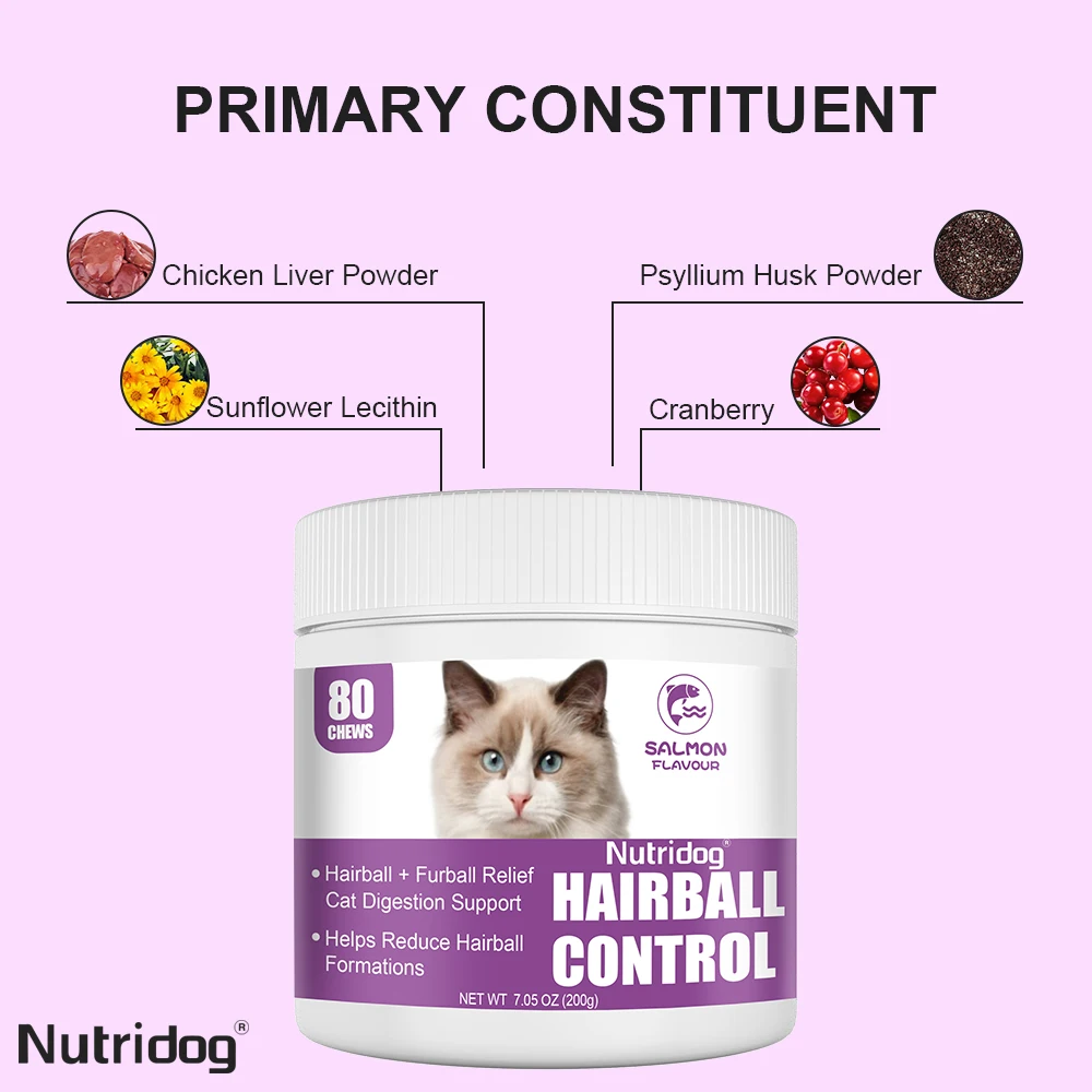 Hairball Treats for Cats With Omega 3&6, Psyllium Husk& Biotin For Hairball Control, Digestive Health & Skin Support 3