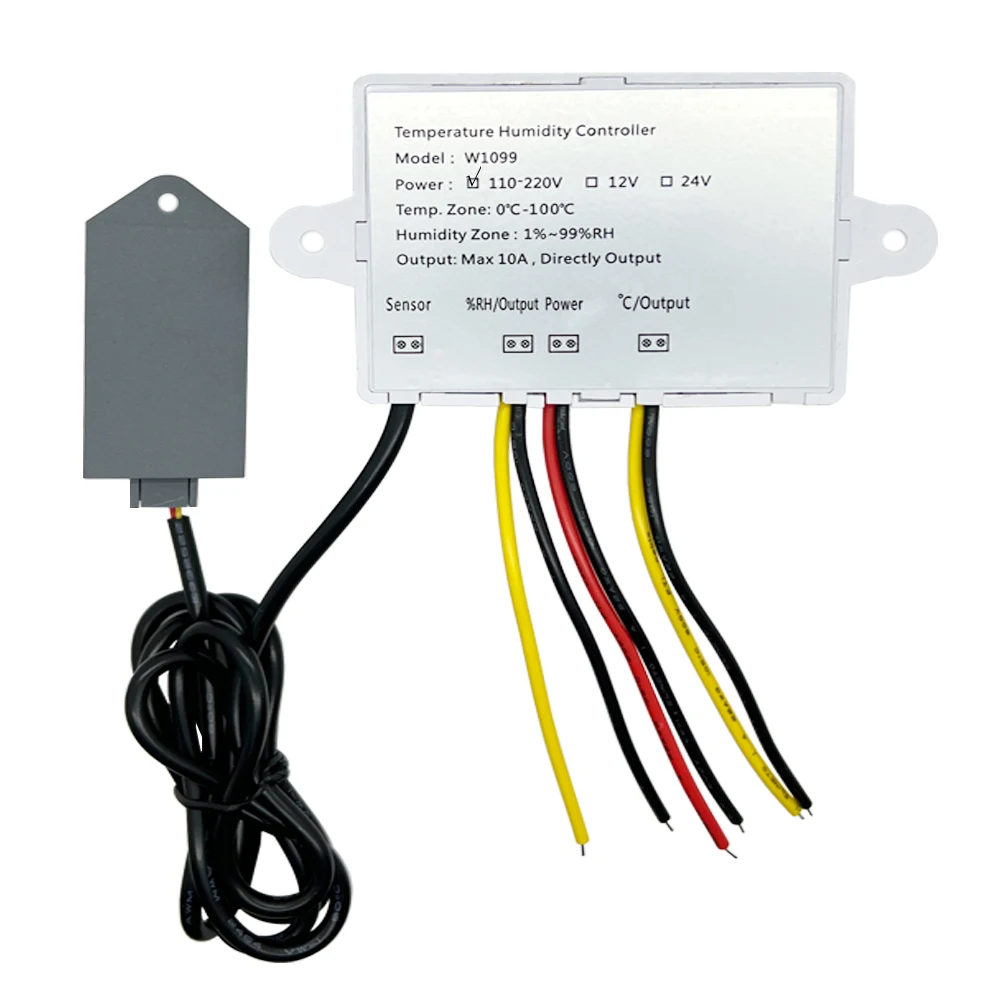 Digital temperature controller digital thermostat digital humidity controller W1099 DC 12V 24V AC 110-220V digital temperature humidity controller egg incubator thermostat regulator