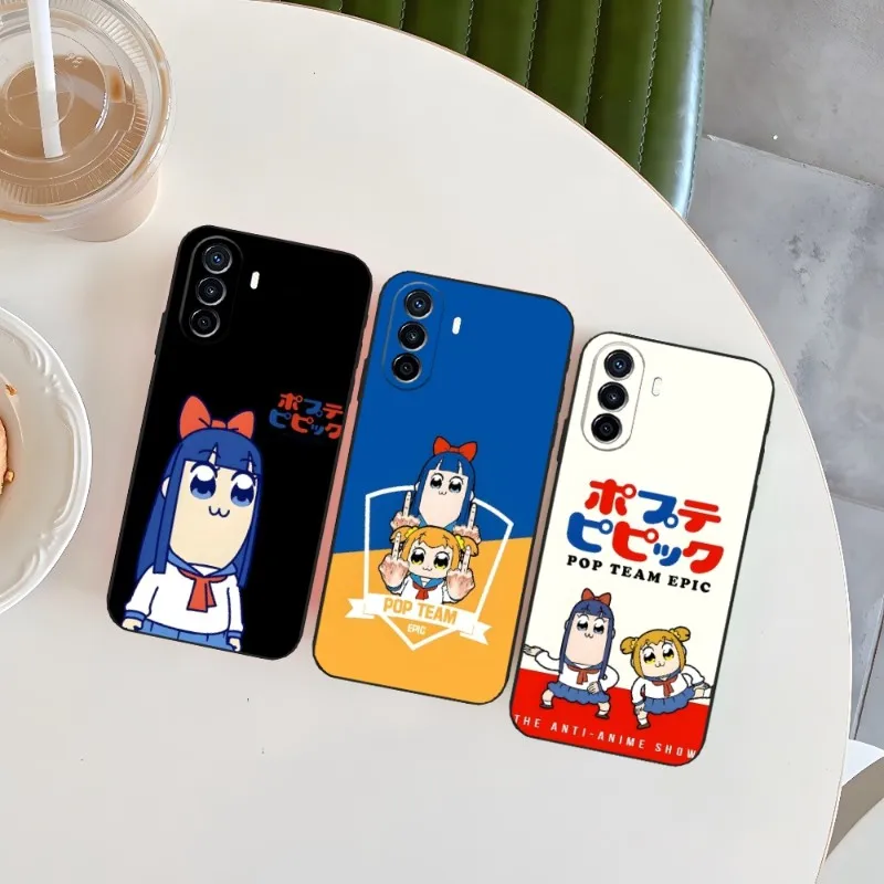 Custodia Per Telefono Pop Team Epic Pipi Anime Per Huawei P50 P30 P40 Mate 30 50 40 Nova 10 9 8 Pro Plus Cover Morbida Nera