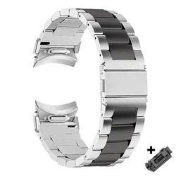 Premium Metal Stainless Steel Watch Band Bracelet - No Gaps Design - Watch 6 Classic (Silver Black)