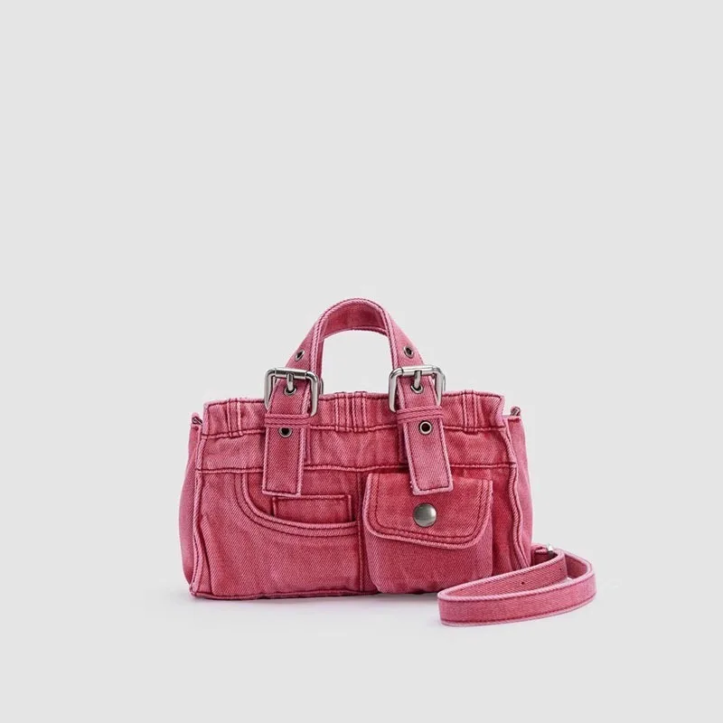 Designer Fashion Jeans Handbag 2024 Fashion Pocket Crossbody Bag Casual Women Washed Retro Fashion Tote Bag Handbag Fashion Bag