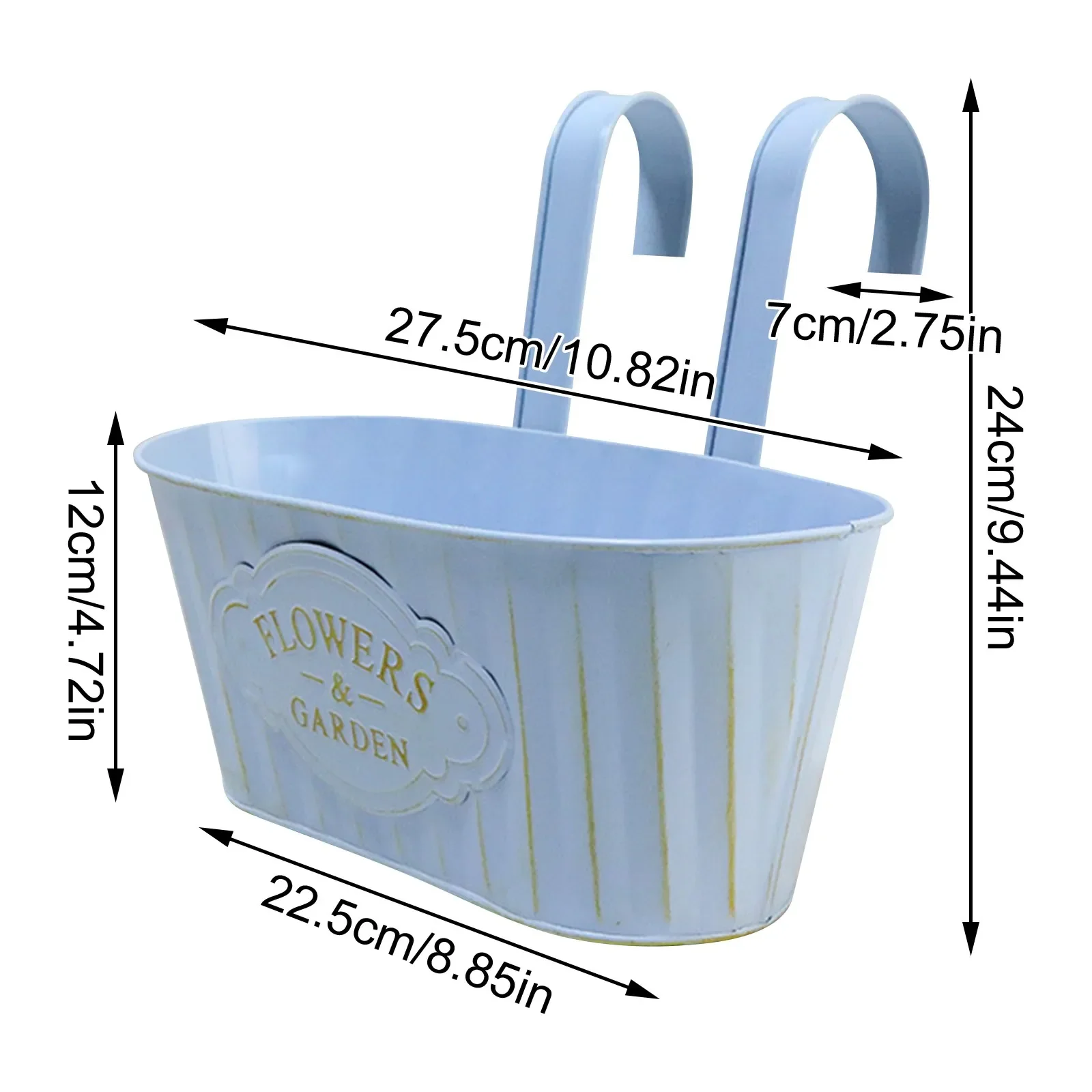 Over Fence Hanging Pots Iron Hanging Flower Pot Railing Planter for Home Garden Fence Metal Hanging Planter for Outdoor