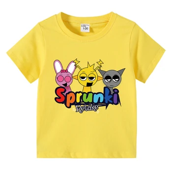 Cartoon Sprunki T Shirt Kids Incredibox Cotton T-shirts Toddler Girls Short Sleeve Tops Boys Summer Clothes Children's Clothing 6