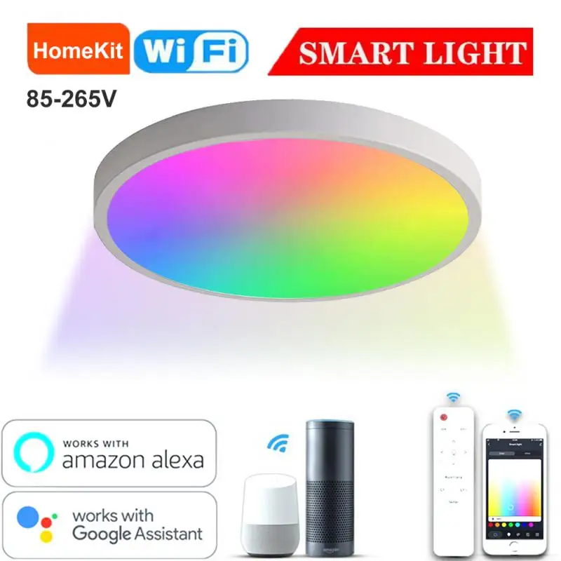 

Timing 30w 110v 220v Homekit Wifi Smart Led Ceiling Light Rgb Dimmable Ip54 Waterpoof Rgb Led Smart Ceiling Lamp