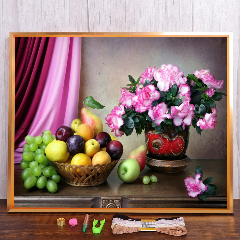 Landschaft Blumen vorgedruckt 11CT Kreuzstich Stickset Handarbeit Malerei Handarbeit Handwerk Design Mulina Room Decor – Detail 13