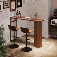55in Counter Height Pub Table with Luted Wood and Metal Base for Kitchen, Dining, and Living Rooms 4