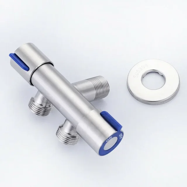 304 Stainless Steel SUS One-In And Two Out Three-way Angle Valve Diverter Washing Machine Special Bathroom Faucet Water Switch 4