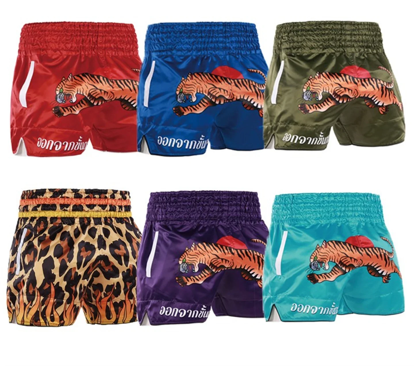 Tiger Authentic Muay Thai Shorts Embroidery Boxing Trunks Adults Men Women Free Fighting Sanda Martial Arts Training Half Pants