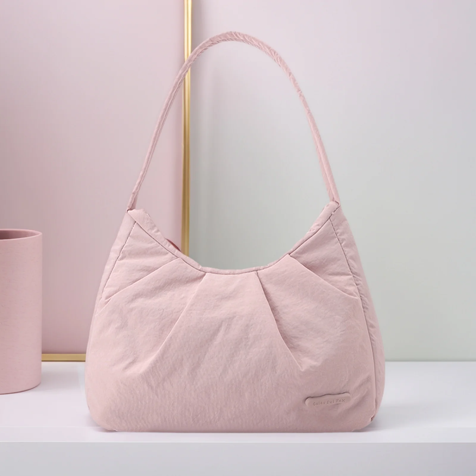 Pleated Clouds Bag Solid Color Dumpling Bag Lightweight Daily Clutch Handbag Casual for Women Travel Shopping