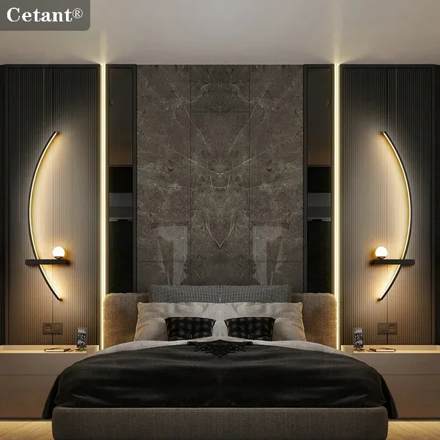 สมาร์ทโคมไฟติดผนัง LED 55/105 ซม.รีโมทคอนโทรลซ้ายขวาแสงข้างเตียงผนัง Sconces ห้องนอนห้องนั่งเล่นบ้านไฟ LED Luster 1