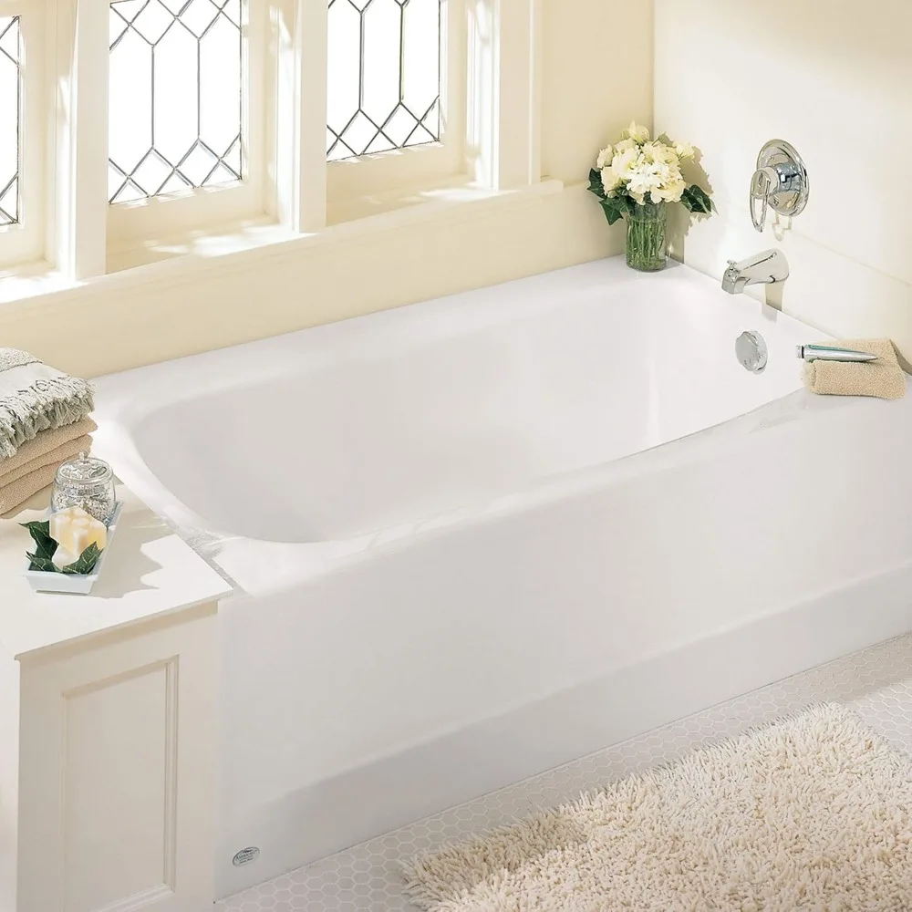 Procelain-Enameled Steel 60-In X 32-In Alcove Bathtub with Left Hand Drain, 50-60 gal, White 5