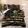 Grey Camo Comforter Bedding Set Full Size, Camouflage Army Design Bedding Collections for Kid Boy, Soft All-Season Bed Set 1