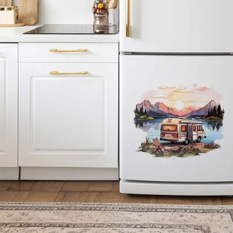 Outdoor Camping Van Retro Wall Sticker Art Mural Living Room Bedroom Cabinet Decoration Home Decor Car Sticker S273 wall stickers wall sticker