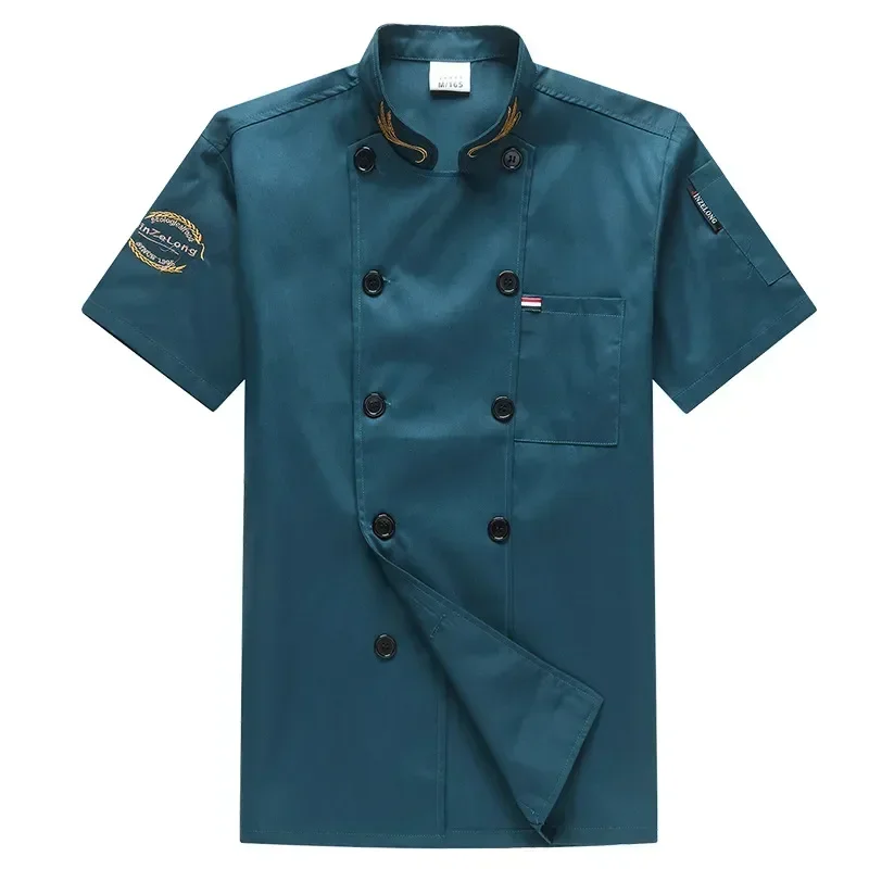 

Uniform Service Mens Jacket Hotel Tops Food Breathable Chef Clothes Shirt Quality Short Workwear Cook Sleeve Bakery Kitchen