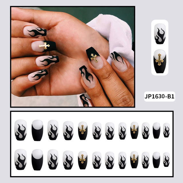 Coffin French Nail Crystal AB Shine Decorative False Nails Long Ballerina Rhinestones Press On Artificial False Nail Tip