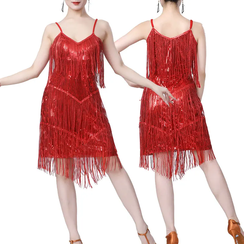 Women's Glamorous Sequined Dance Dress for Latin and Ballroom Styles