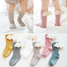 Chaussettes montantes pour bébé fille, mignonnes, 3D, ailes d'ange, couleur bonbon, douces, chauffantes pour les jambes des enfants