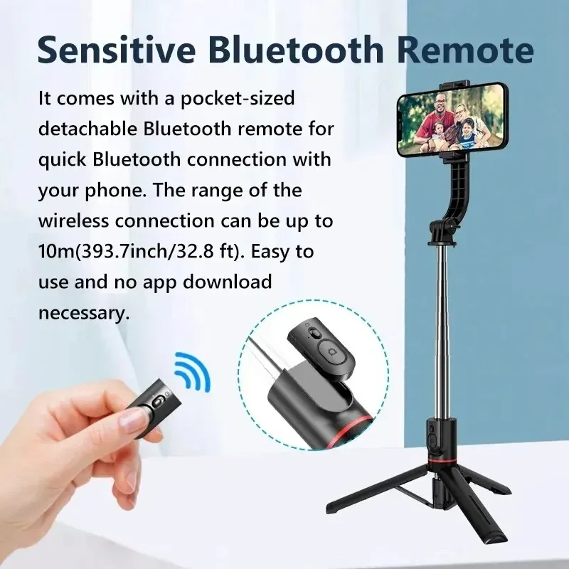 Wireless Selfie Stick for Smartphone, 44 Inch Tripod with Bluetooth Remote, Portables Foldable Stand for Vlog Shooting Record 4