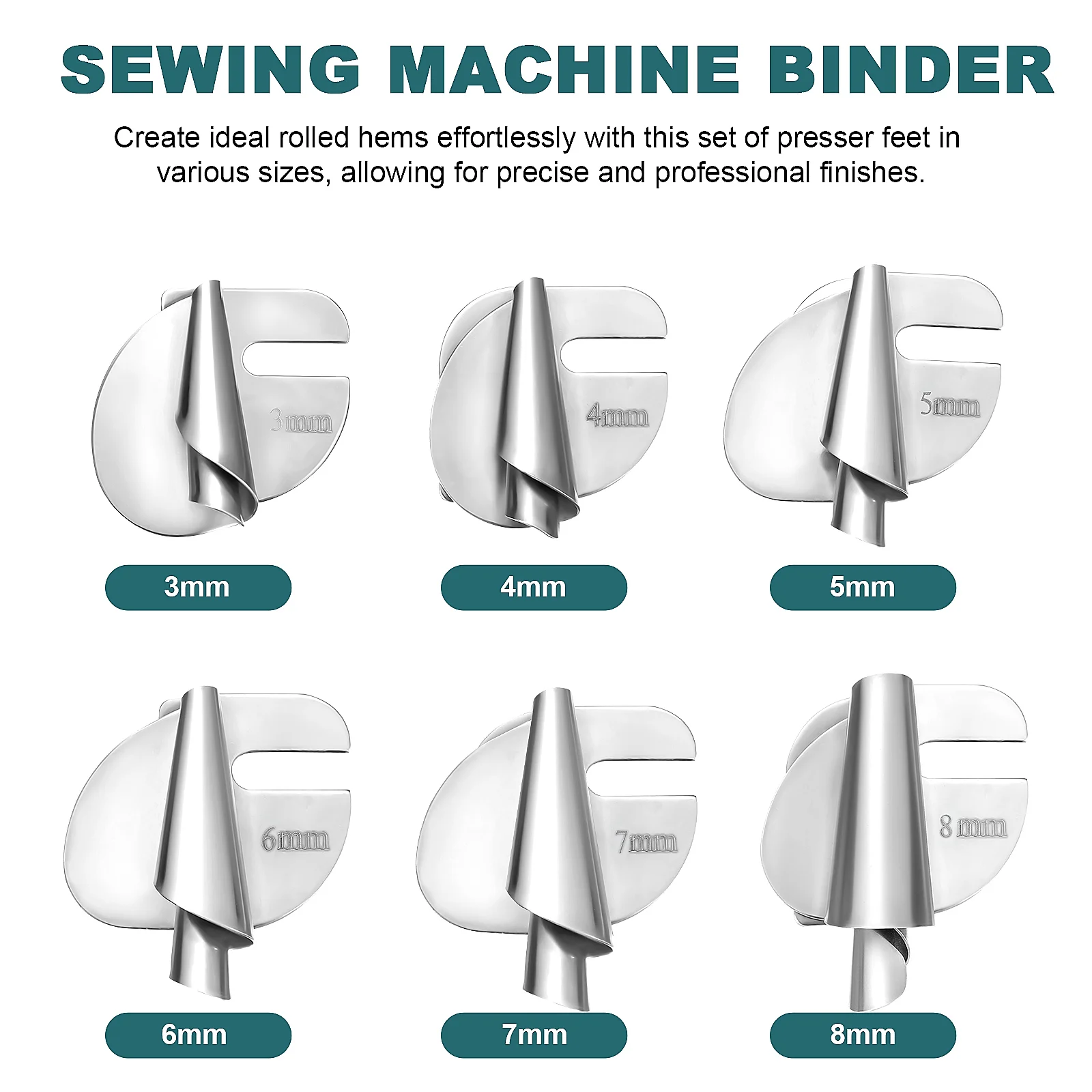 압력 발 재봉 롤 헤머 발 재봉틀 프레스 발 키트, 나선형 헤머 도구, DIY 공예 재봉 액세서리