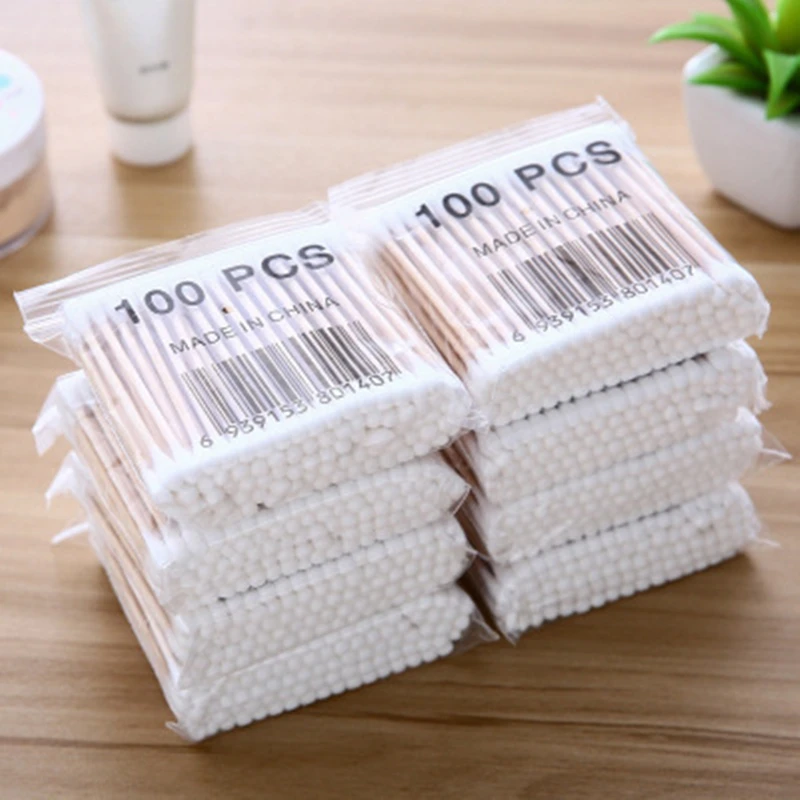 100/500Pcs One-time Cotton Swab Bamboo Cotton Buds Micro Brushes Ear Sticks Cotton Swab Wadded Sticks Wooden Ears Cleaning Tools