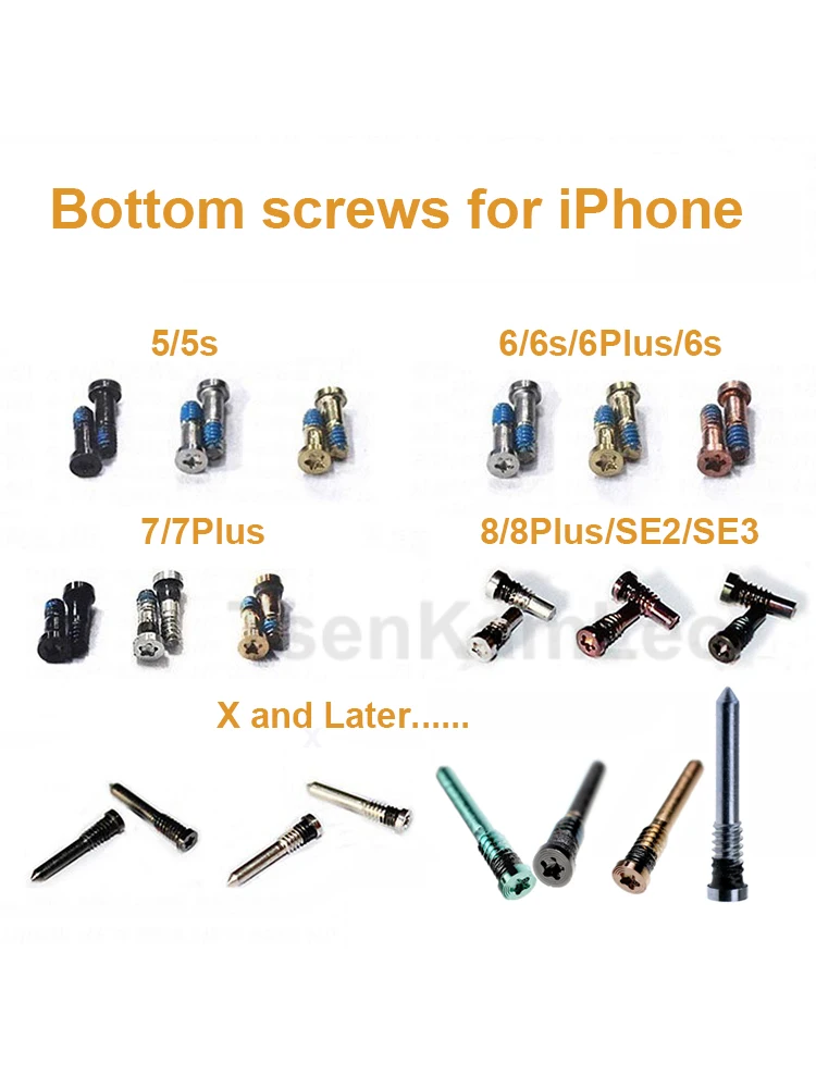 iPhone 14/13/12 Pro Max/11 시리즈/X Xs Max/XR/5 5s SE 6 7 8Plus 하단 나사 + 도구 키트와 호환되는 2개의 펜탈로브 나사