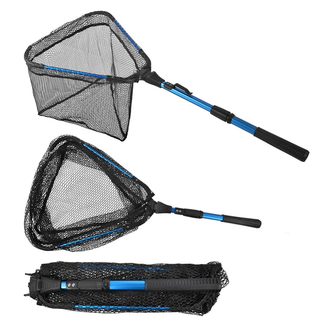 Telescoping Landing Net 44/79/91CM Retractable Long Fishing Hand Net Pole  Portable Folding Rubber Landing