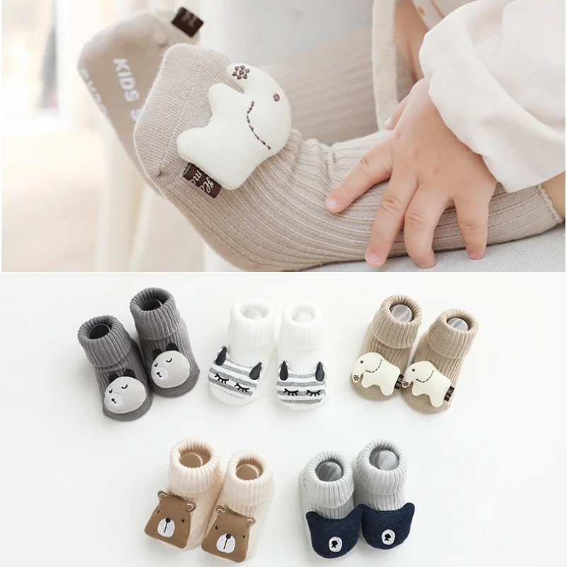 Spring and Autumn Newborn Three-dimensional Cartoon Doll Baby Socks Dispensing Anti-Slip Loose Baby Socks Children's Floor Socks
