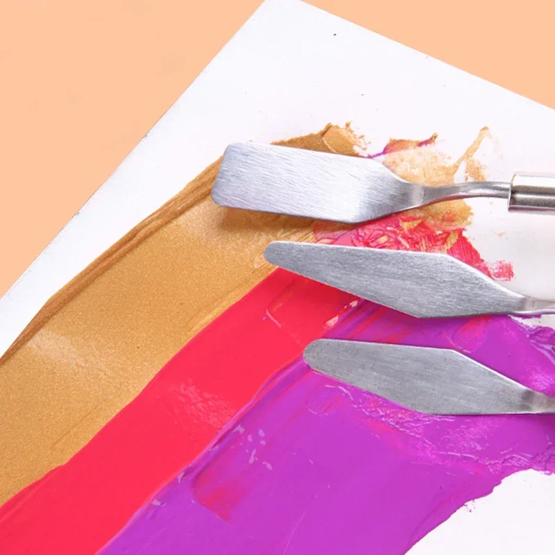 Oil Painting Knives 3Pcs/Set Stainless Steel Oil Painting Knives Artist Crafts Spatula Palette Knife Oil Painting Mixing Knife Scraper Art Tools