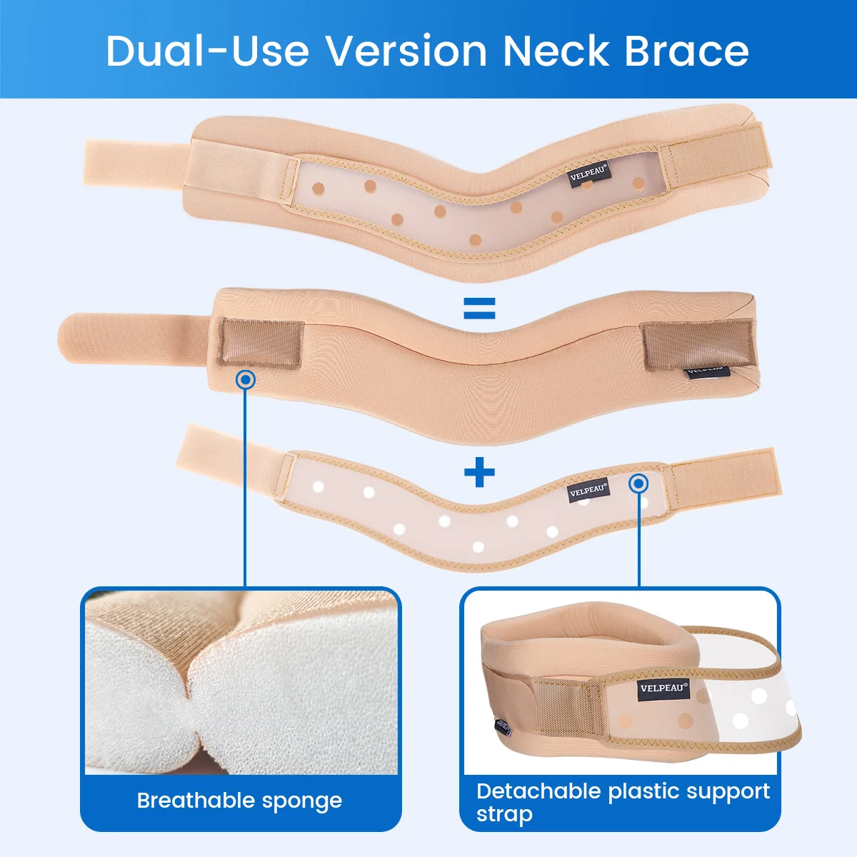 VELPEAU Neck Brace Soft and Adjustable Cervical Collar for Migraine, Snoozing and Pain Relif Neck Support for Women and Men 5