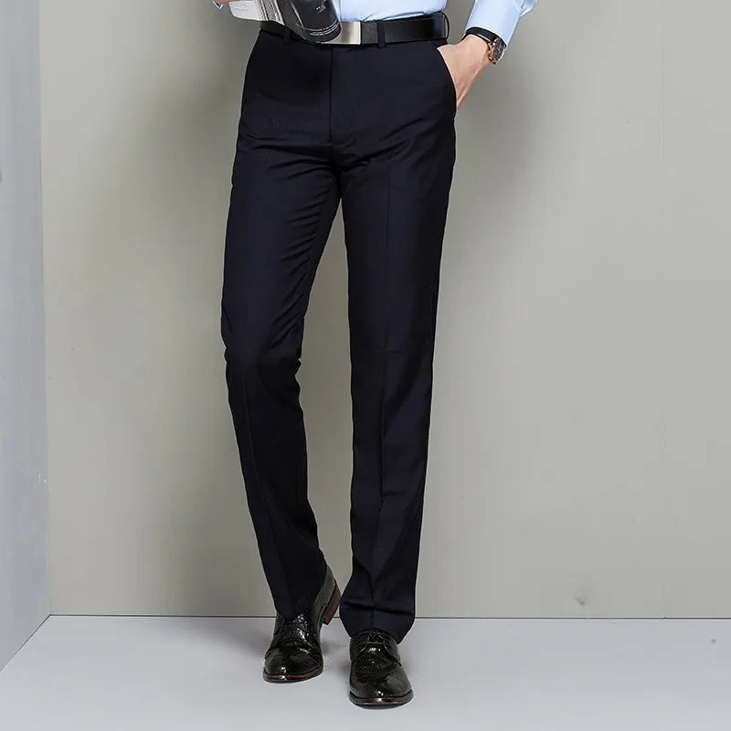 Spring and Autumn Men\'s High Waist Button Zipper Solid Pocket Straight Suit Trousers Fashion Casual Office Lady Formal Pants
