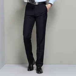 Spring and Autumn Men's High Waist Button Zipper Solid Pocket Straight Suit Trousers Fashion Casual Office Lady Formal Pants
