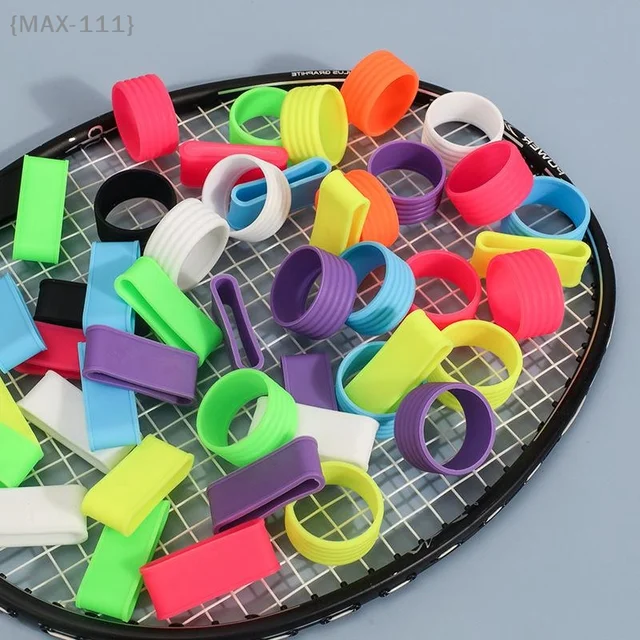 4 Pcs Silicone Tennis Grip Rings - Sweat-Absorbing Racket Handle Covers, Non-Slip Stretchable Closure Bands For Better Hold