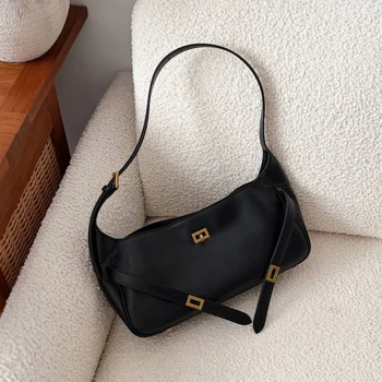 Borse Tote con Fibbia 2026 per Donne, Borse Hobo di Lusso in Pelle di Vacchetta, Borse alla Moda INS con Anello Rettangolare e Lucchetto