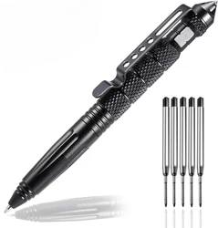 Ultimate Tactical Pen: Tungsten Steel Self - Defense & Emergency Glass Breaker with Refills (Black and Replace)