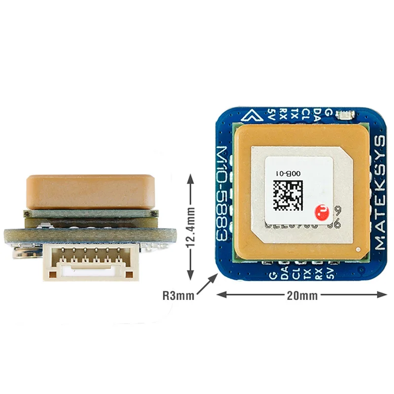Gros plan sur le chip u-blox M10 du module GNSS Boussole pour drone FPV