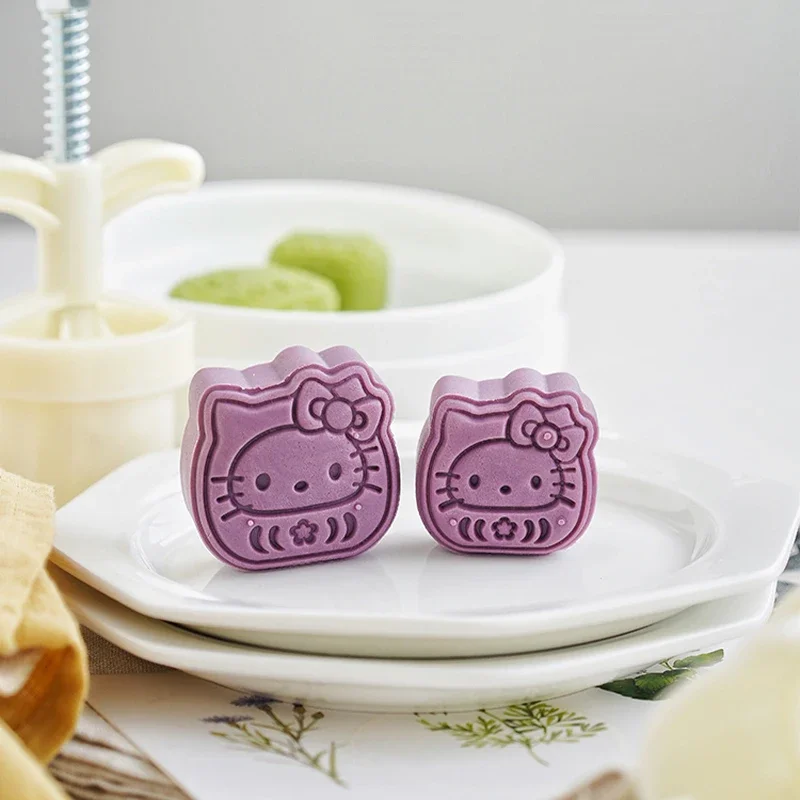 Plastic Cute Cat Cookie Plunger Cutter Cartoon Kitten Mooncake Press Mold Hand Pressure Pastry Cake Decorating Tools for Baking