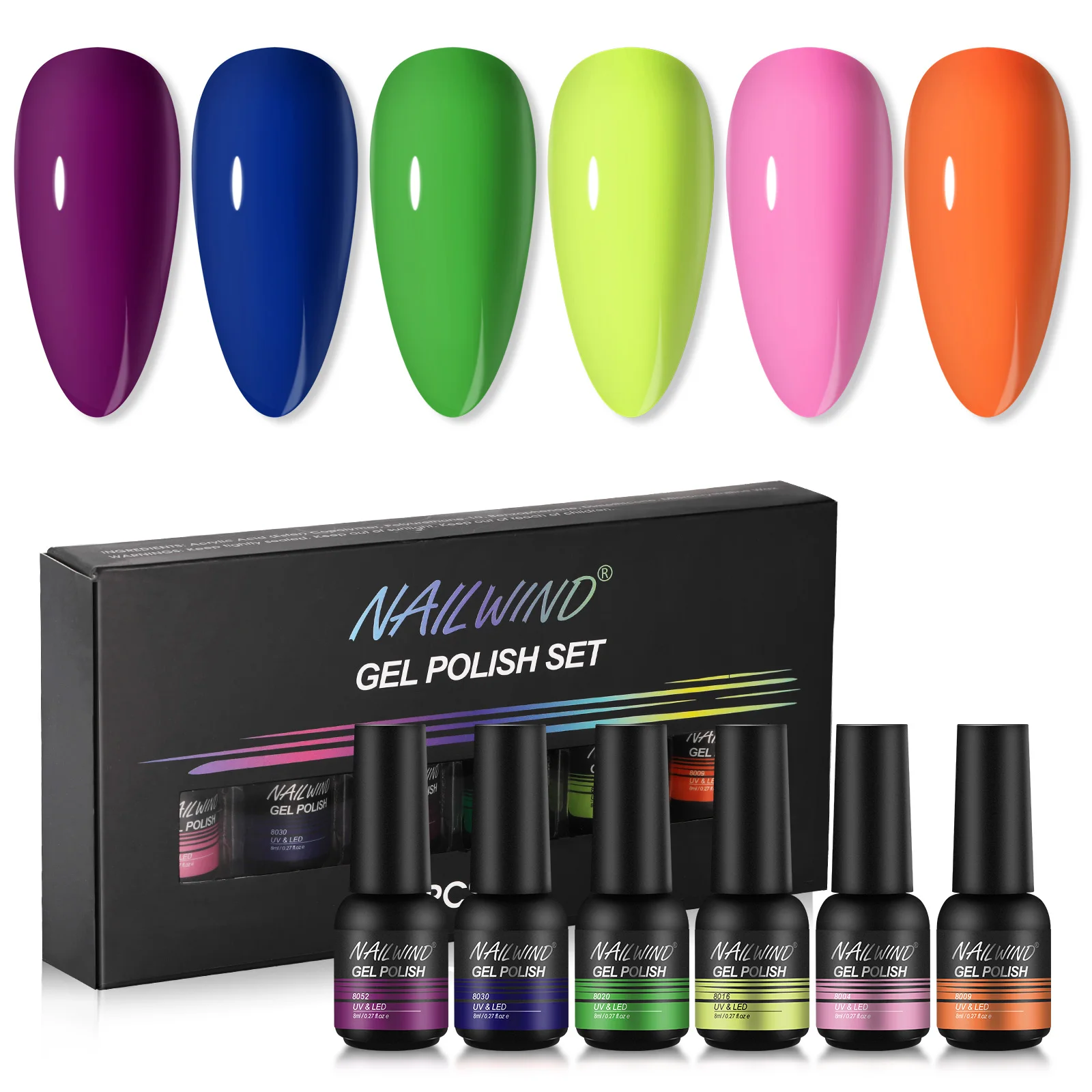 Gel Polish 6Pcs/Set Hybrid Semi Permanent UV LED Base Top Coat Nail Gel For Nail Art Manicure Kit Polish NAILWIND